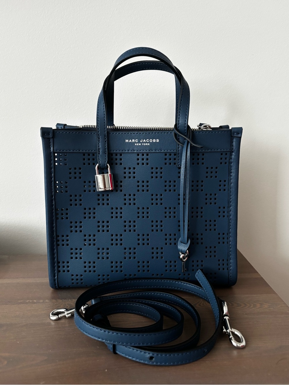 Marc Jacobs Blue Sea Perforated Leather tote with Detachable Strap (NWT)
